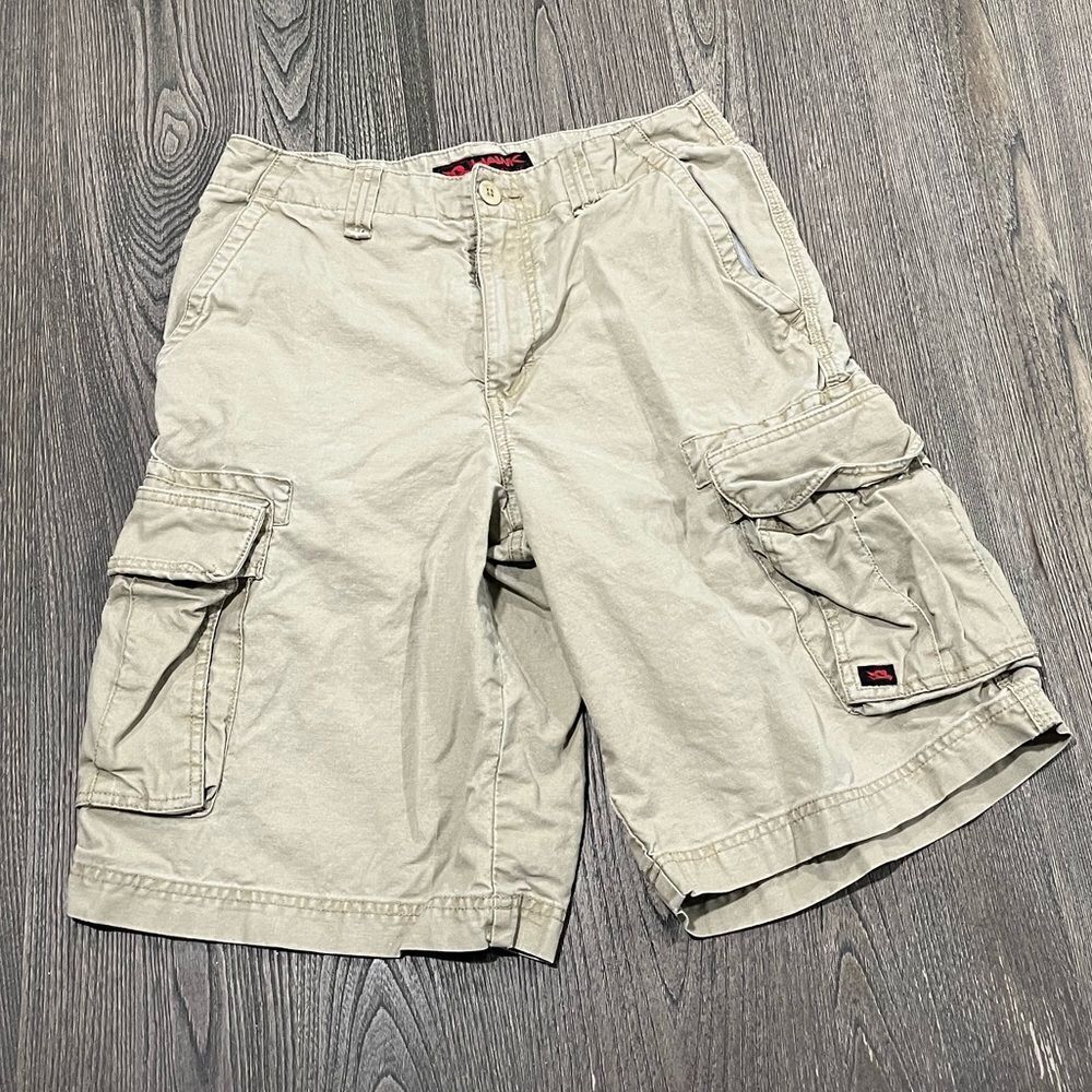 Tony Hawk Khaki Cargo Shorts Linen Cotton Blend Size 29